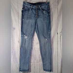 Judy Blue Boyfriend Fit Button-Fly Women's Blue Distressed Jeans